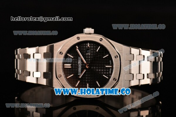 Audemars Piguet Royal Oak 33MM Miyota Quartz Steel Case/Bracelet with Stick Markers and Black Dial (EF) - Click Image to Close